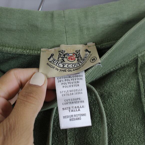 Vintage Y2K Juicy Couture M L Terry Cloth Tracksuit Flare Green Cargo Pocket - Picture 12 of 16